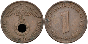 Германия 1 рейхспфенниг 1937 A KM 89, J 361 бронза 4396-229