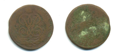 РОССИЯ 1 КОПЕЙКА 1760 медь 61-732