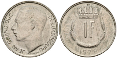 Люксембург 1 франк 1978 Великий герцог Жан (1964-1999) KM 55 медно-никель 4152-528
