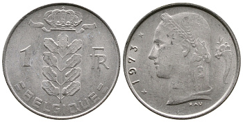 Бельгия 1 франк 1973 Belgique KM 142.1 медно-никель 259-754