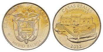 Панама 1/2 бальбоа (50 сентесимо) 2012 Панама-Вьехо - Королевский дом KM 143 медь плакированная медно-никелем UNC 4645-226