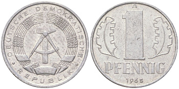 ГДР 1 пфенниг 1968 A KM 8.1 алюминий 4613-928