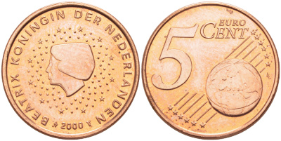 Нидерланды 5 евроцентов 2000 KM 236 сталь плакированная медью 80-737