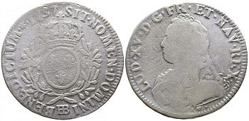 ФРАНЦИЯ 1 ЭКЮ 1737 BB, ЛЮДОВИК XV KM 486.4 серебро 413-3143