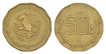 Мексика 50 сентаво 1992 KM 549 алюминиевая бронза 4644-658