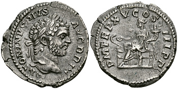 Римская Империя денарий 212 Каракалла PM TRP XV COS III PP Салюта, персонификация Здоровья и Благополучия Рим Extremely fine RIC 196 серебро 1073-5-5-5