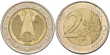Германия 2 евро 2002 KM 214 биметалл 4146-1112