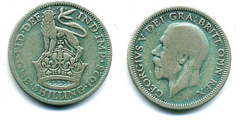Великобритания 1 шиллинг 1928 Георг V (1910-1936) KM 833, Spink 4039 серебро 3999-512