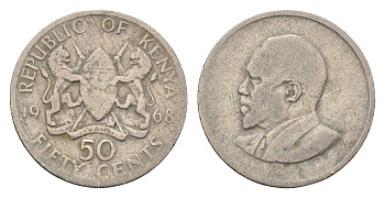Кения 50 центов 1968 Джомо Кениата KM 4 медно-никель 4640-945