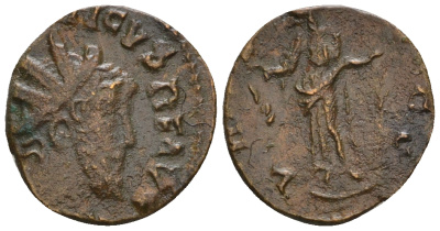 Римская Империя, императоры в Галлии антониниан 270 - 273 Тетрик, IMP TETRICVS P F AVG, бюст императора / LAETITIA AVG, Летиция, персонификация Веселья, локальная чеканка в Галлии RIC 90 биллон 1073-25-65