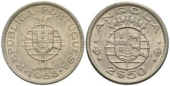 Ангола 2,5 эскудо 1968 KM 77 медно-никель 4147-553