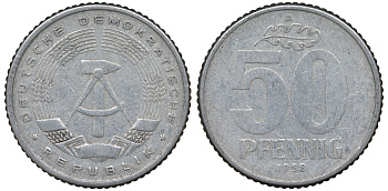 ГДР 50 ПФЕННИГОВ 1958 алюминий 62-634