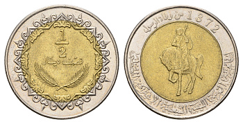 Ливия 1/2 динара 2004 AH 1372, год-тип KM 27 биметалл 4526-1243