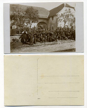 ШВЕЙЦАРИЯ ОТКРЫТКА ND I-АЯ МИРОВАЯ ВОЙНА, ГРУППОВОЕ ФОТО СОЛДАТ НА ОБЕДЕ бумага 153-25-12