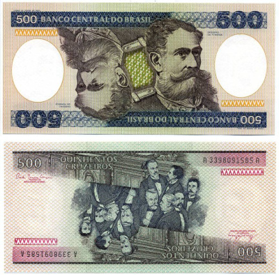 БРАЗИЛИЯ 500 КРУЗЕЙРО 1981 ПОДПИСЬ 20 Pick 200а бумага UNC (ПРЕСС) 7486-50-2-2