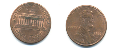 США 1 ЦЕНТ 2000 D ЛИНКОЛЬН KM 201b цинк плакированный медью 86-428