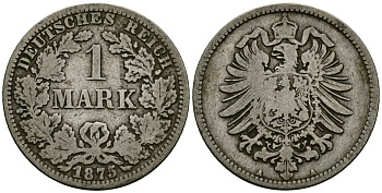 Германия 1 марка 1875 A KM 7 серебро 4172-346
