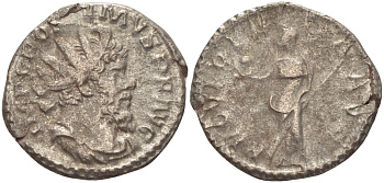 Римская Империя (императоры в Галлии) антониниан 260 - 269 Постум. IMP C POSTVMVS P F AVG / PROVIDENTIA AVG, Провиденция, держащая скипетр и сферу, Колония Агриппины, Very fine RIC 323 биллон 1073-13-73