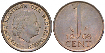 НИДЕРЛАНДЫ 1 ЦЕНТ 1968 KM 180 бронза 3457-1022