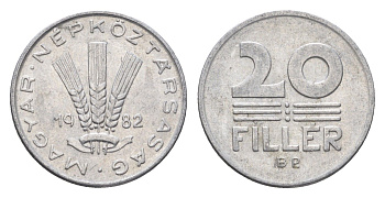 Венгрия 20 филлеров 1982 BP KM 573 алюминий 4664-1156