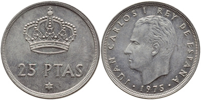 Испания 25 песет 1975 (79) Хуан Карлос I (1975-2014) KM 808 медно-никель 4398-736