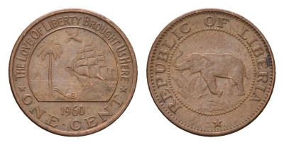 Либерия 1 цент 1960 KM 13 бронза 4147-226