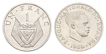 Руанда 1 франк 1969 KM 8 алюминий UNC 4644-432