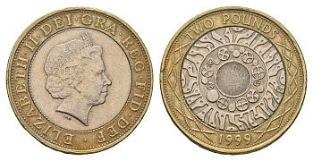 Великобритания 2 фунта 1999 Елизавета II (1952-2022) KM 994 биметалл 4557-1032