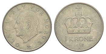 Норвегия 1 крона 1982 KM 419 медно-никель 4633-741