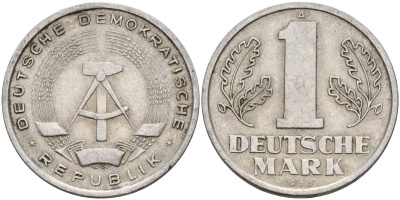 ГДР 1 марка 1956 A KM 13 алюминий 175-1023