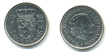 Нидерланды 1 гульден 1980 Юлиана (1948-1980) KM 184а никель 84-745