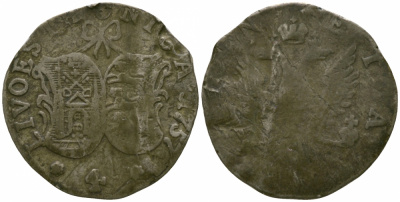 Пруссия (Ливонез) 4 копейки 1757 Биткин 641 серебро 00-818-31