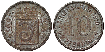 Германия, Ален 10 пфеннигов 1919 Северный Рейн-Вестфалия, нотгельд железо 4119-1121