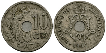Бельгия 10 сантимов 1904 Belgique KM 52 медно-никель 4172-816