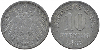 ГЕРМАНИЯ 10 ПФЕННИГОВ 1918 KM 26, J. 299 цинк 4539-1024