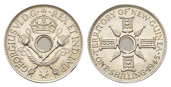 Новая Гвинея 1 шиллинг 1945 Георг VI KM 8 серебро 1528-1042