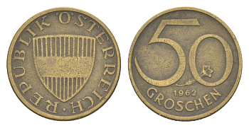 Австрия 50 грошей 1962 KM 2885 алюминиевая бронза 4136-1214