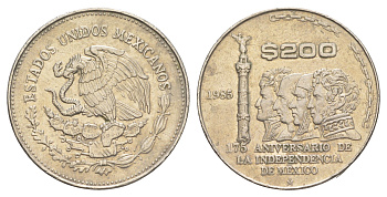 Мексика 200 песо 1985 175 лет Независимости KM 509 медно-никель 00-00