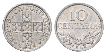 Португалия 10 сентаво 1974 KM 594 алюминий aUNC 4627-914