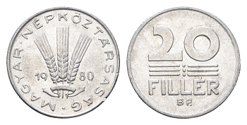Венгрия 20 филлеров 1980 BP KM 573 алюминий 4665-1144