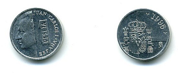 ИСПАНИЯ 1 ПЕСЕТА 1996 ХУАН КАРЛОС I (1975-) KM 832 алюминий 59-1814