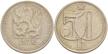Чехословакия 50 геллеров 1978 KM 89 медно-никель 110-425
