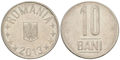 Румыния 10 бань (бани) 2013 KM 191 сталь плакированная никелем aUNC 4618-166