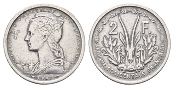 Французская Западная Африка 2 франка 1948 KM 4 алюминий 4671-133