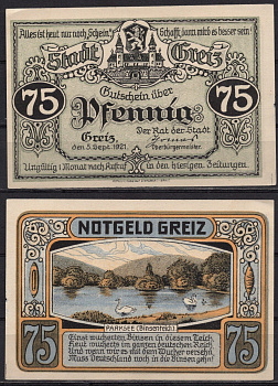 Германия, Грайц 75 пфеннигов 1921 бумага 7555-44-1-2