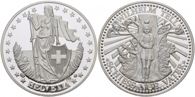 ШВЕЙЦАРИЯ МЕДАЛЬ ND ВИЛЬГЕЛЬМ ТЕЛЬ серебро PROOF 01-144-23
