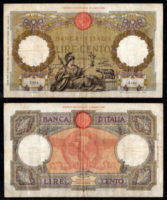 Италия 100 лир 1935 Pick 55 a бумага 451-1379-2