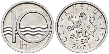 Чехия 10 геллеров 2001 KM 6 алюминий 4152-812