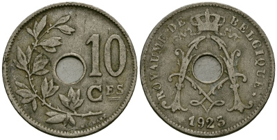 Бельгия 10 сантимов 1923 Belgique KM 85 медно-никель 4172-924
