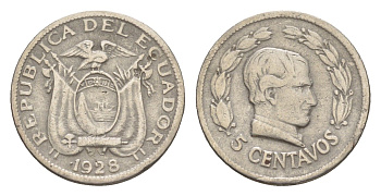 Эквадор 5 сентаво 1928 KM 69 никель 4640-1115
